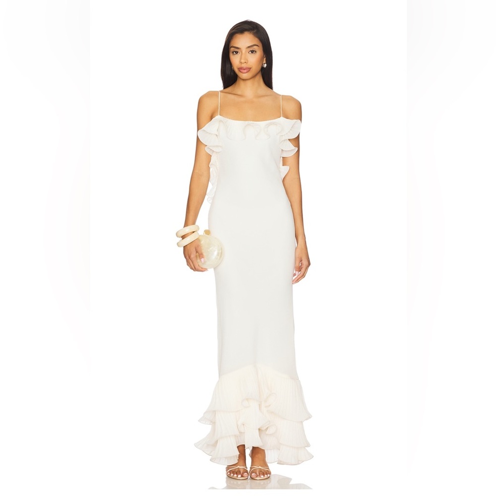 Cream Ruffle Backless Dress - Picture 2 of 7